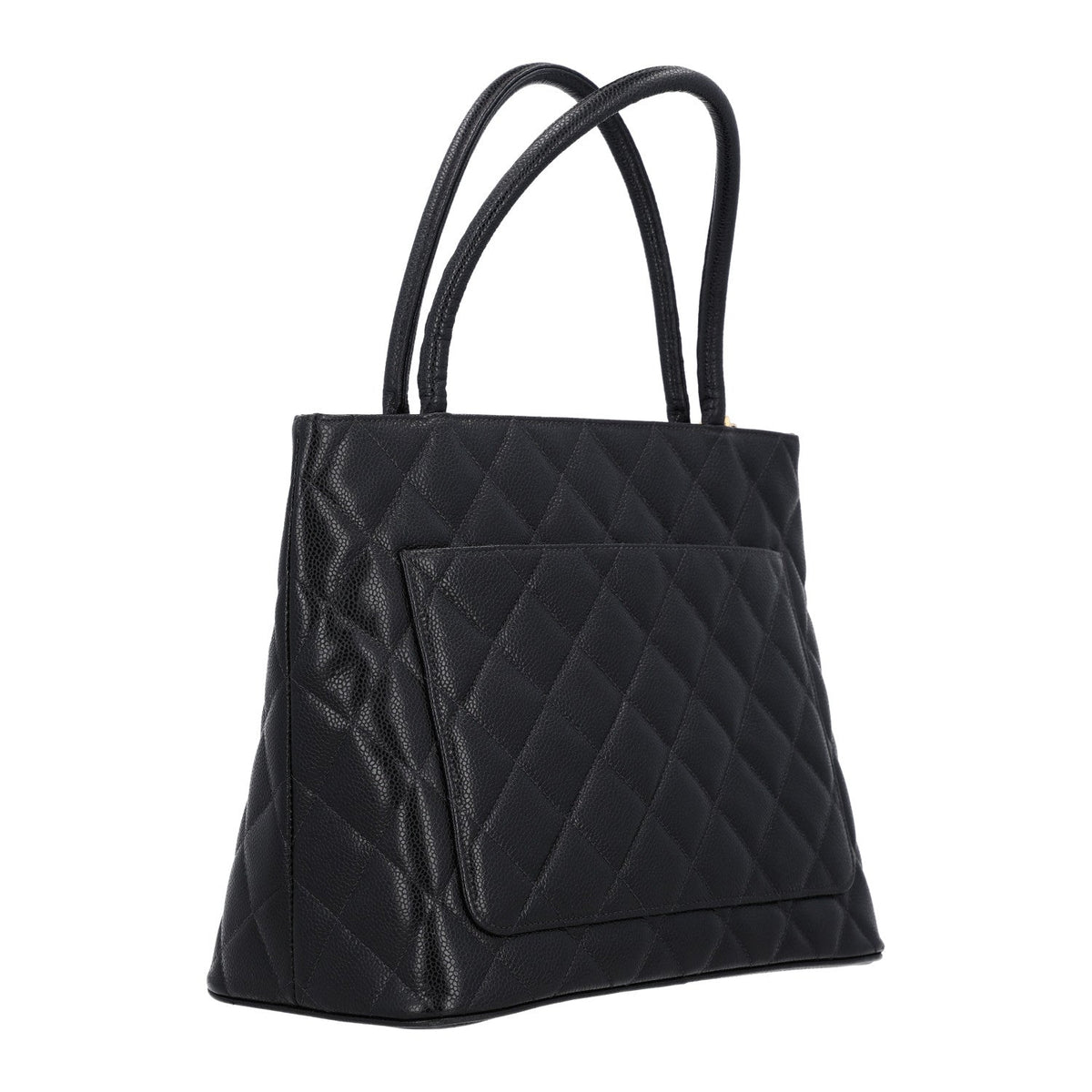 Quilted Caviar Tote Bag - Black