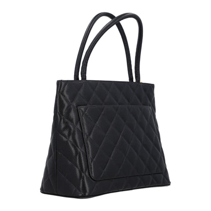 Quilted Caviar Tote Bag - Black