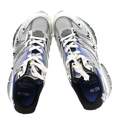 Valentino Garavani Mesh Calfskin Women's Rockstud Platform Sneakers 40 Silver Multicolor