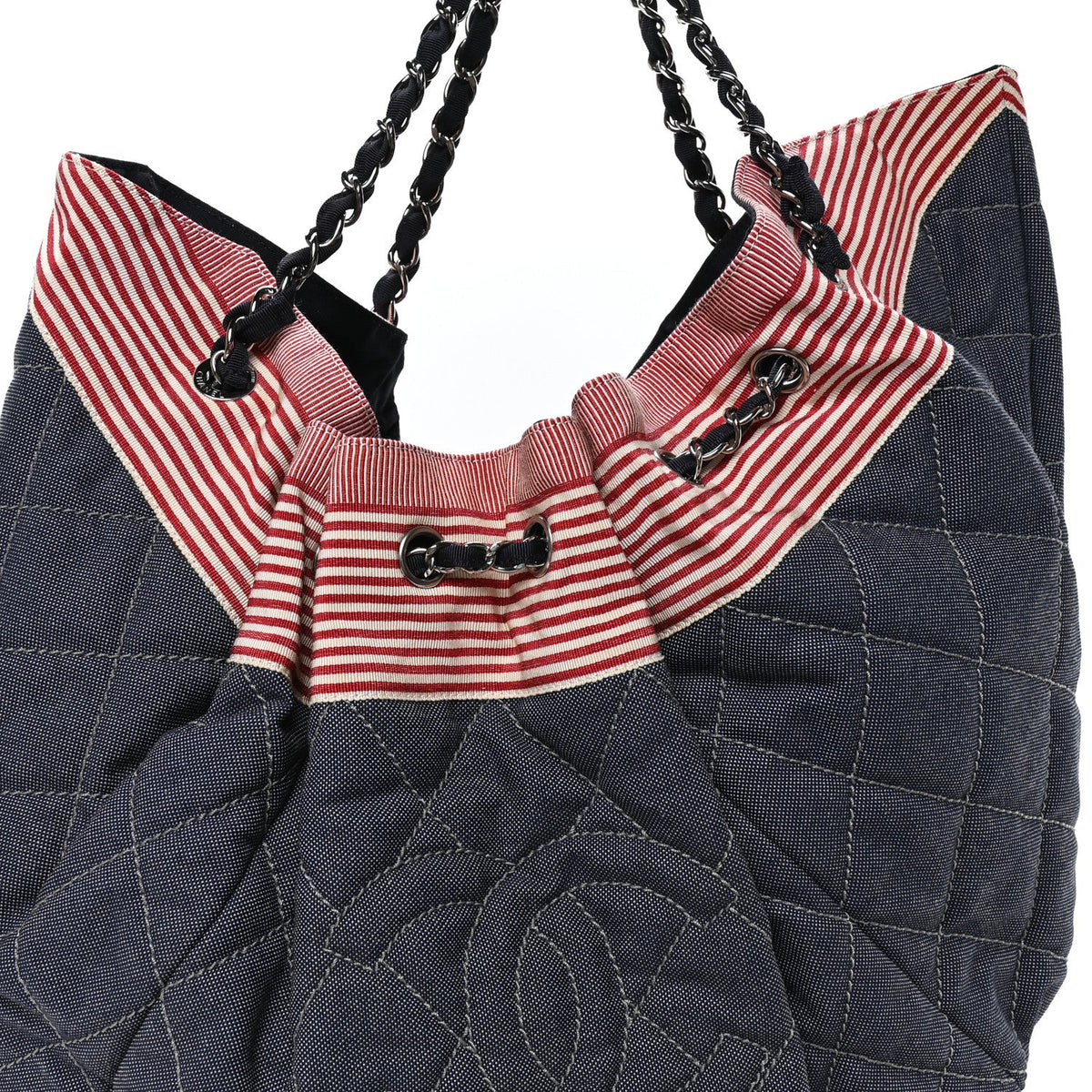 Large Quilted Handbag - Blue