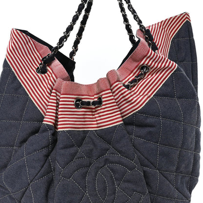 Large Quilted Handbag - Blue