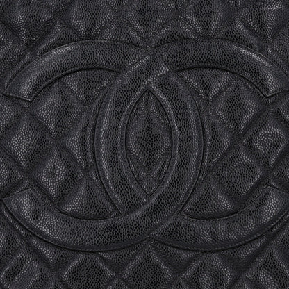 Quilted Caviar Tote Bag - Black