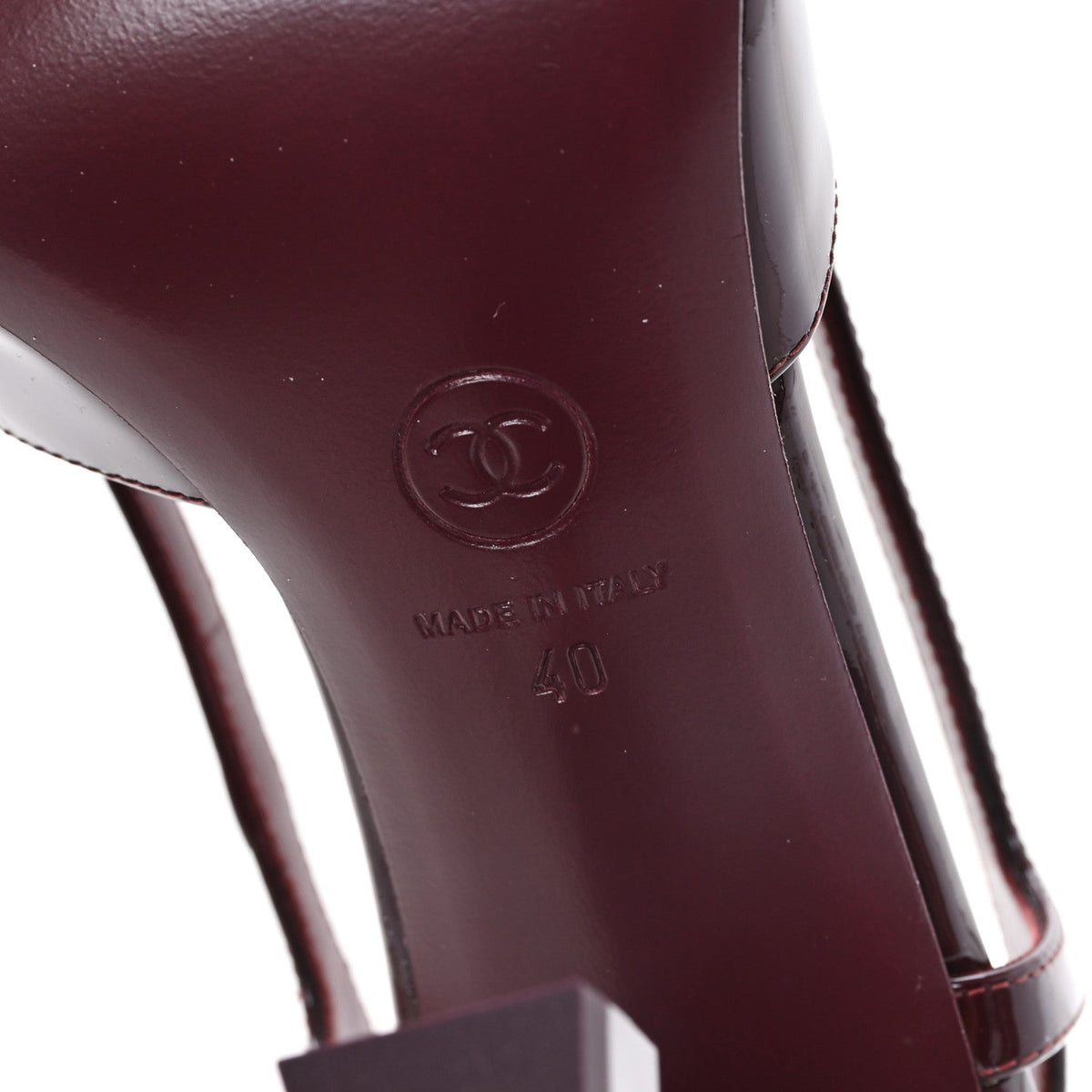Chanel Patent Calfskin CC Cutout Women's Pumps 40 Dark Burgundy