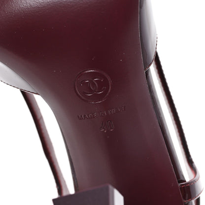 Chanel Patent Calfskin CC Cutout Women's Pumps 40 Dark Burgundy