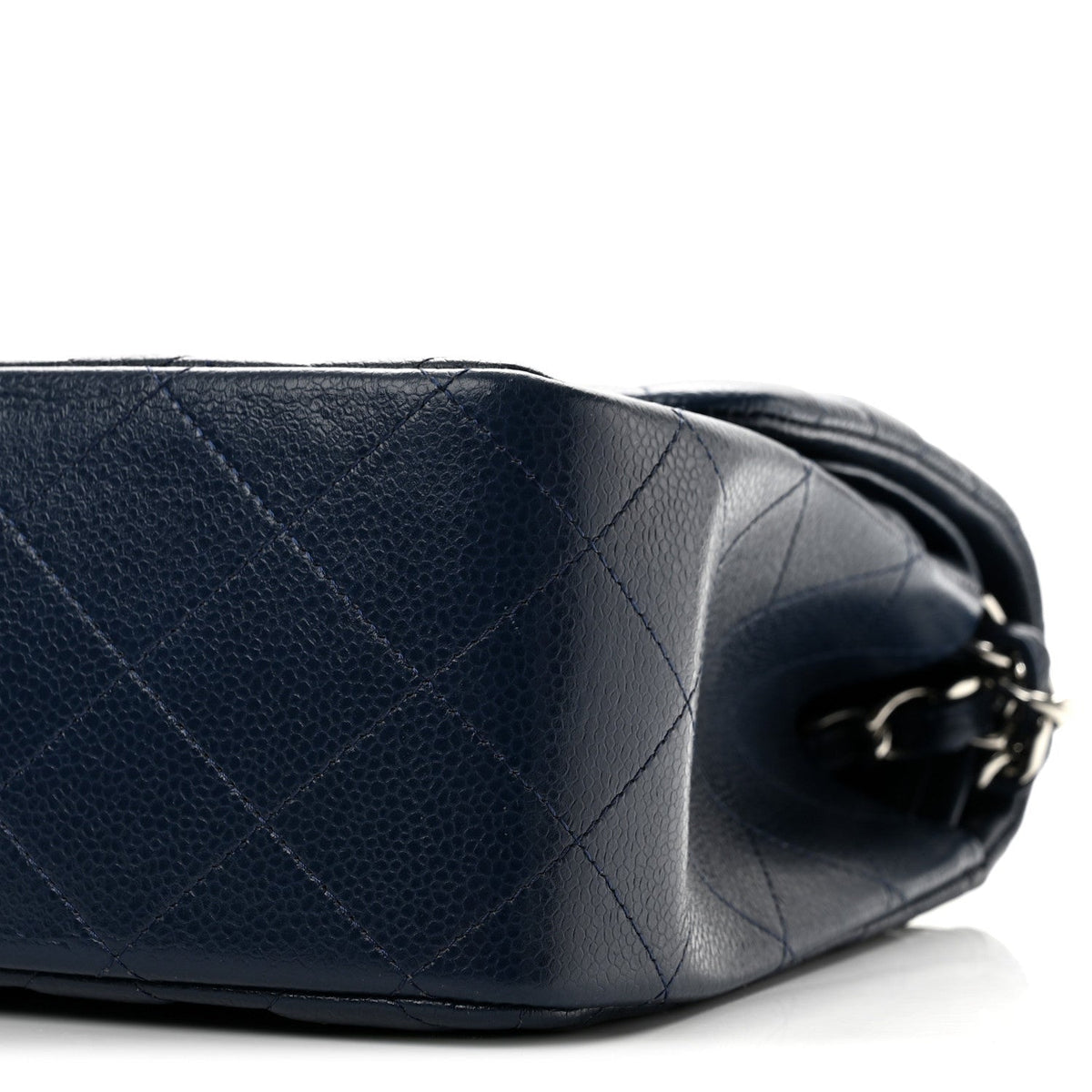 Quilted Caviar Flap Shoulder Bag - Blue