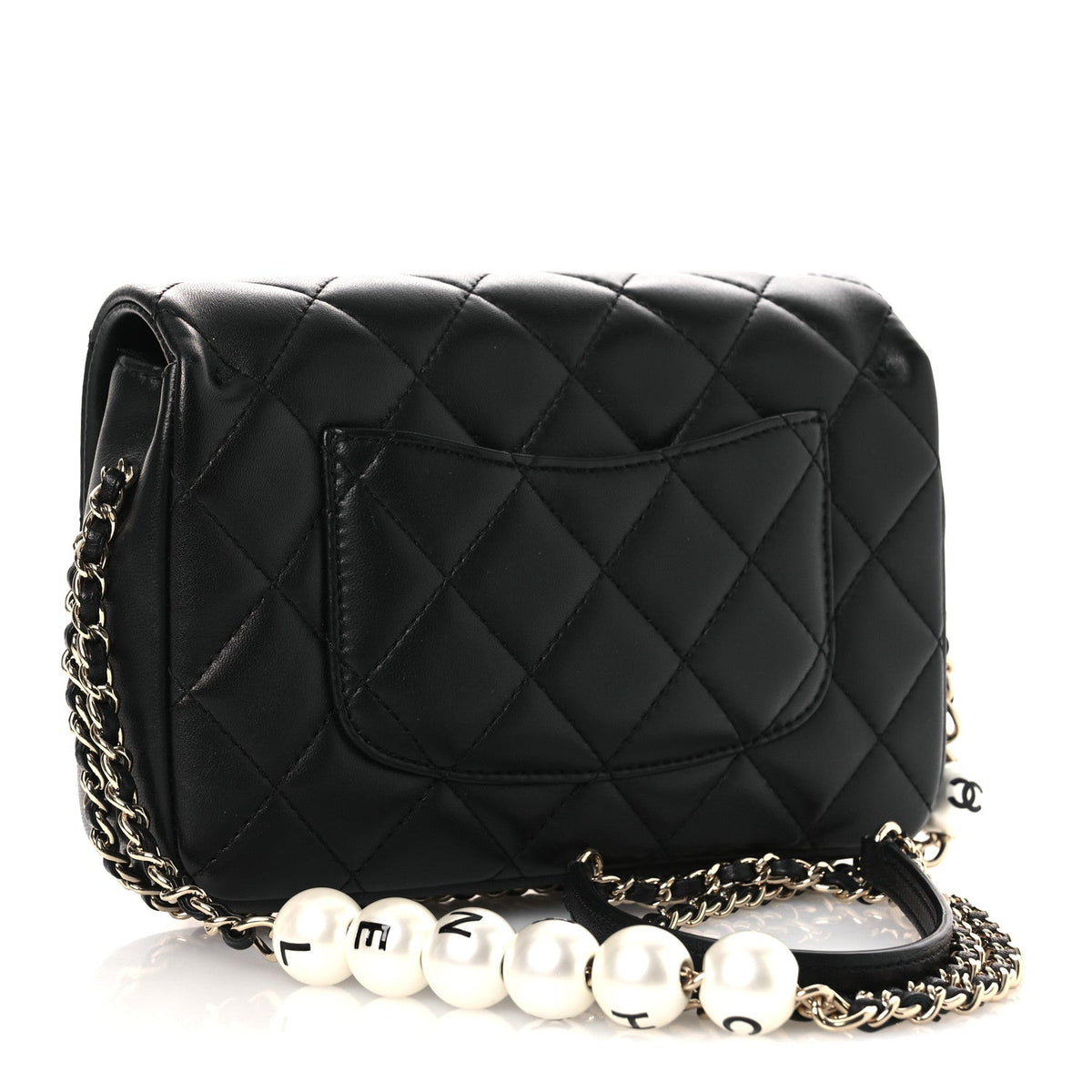 Small Quilted Lambskin Flap Shoulder Bag - Black