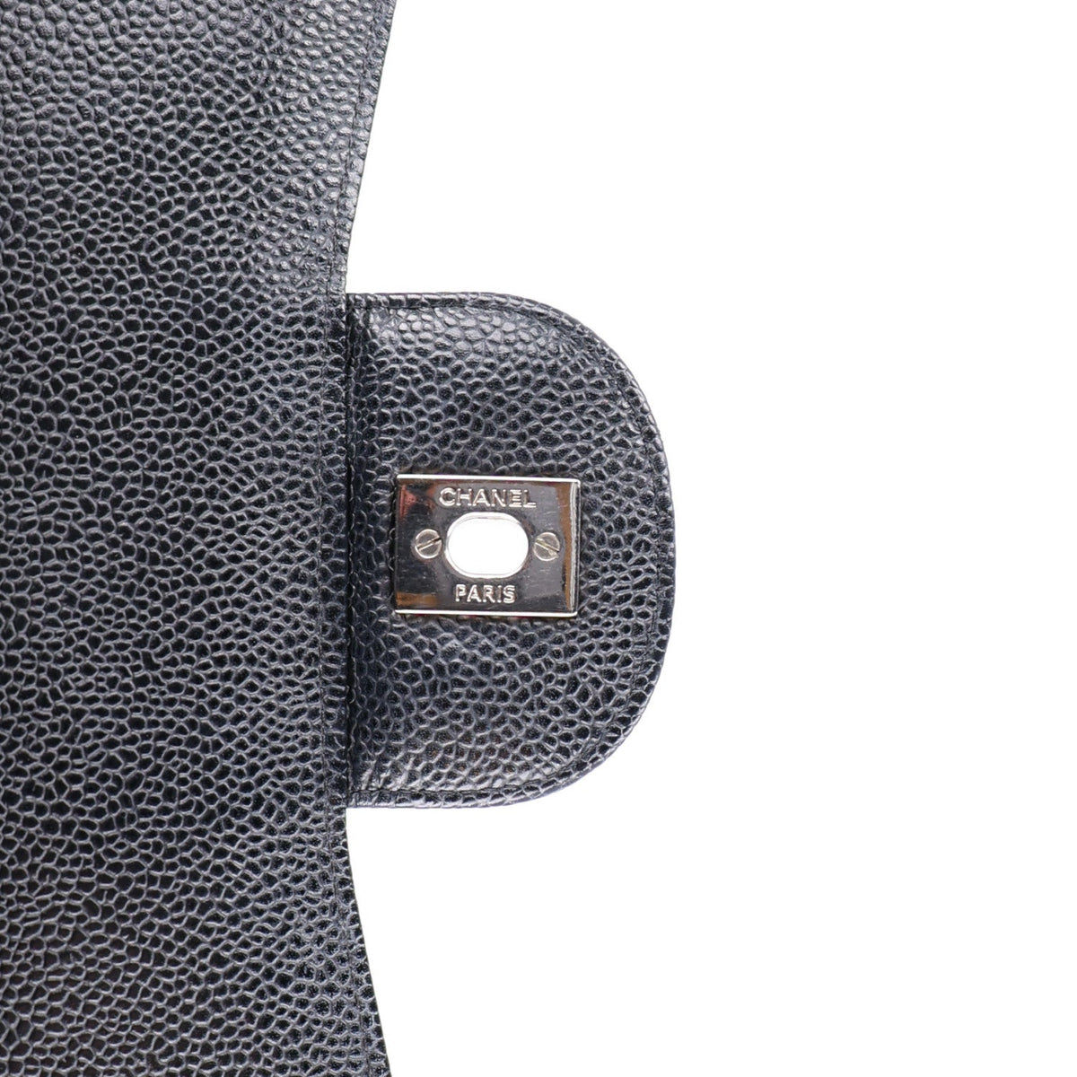 Quilted Caviar Flap Shoulder Bag - Black