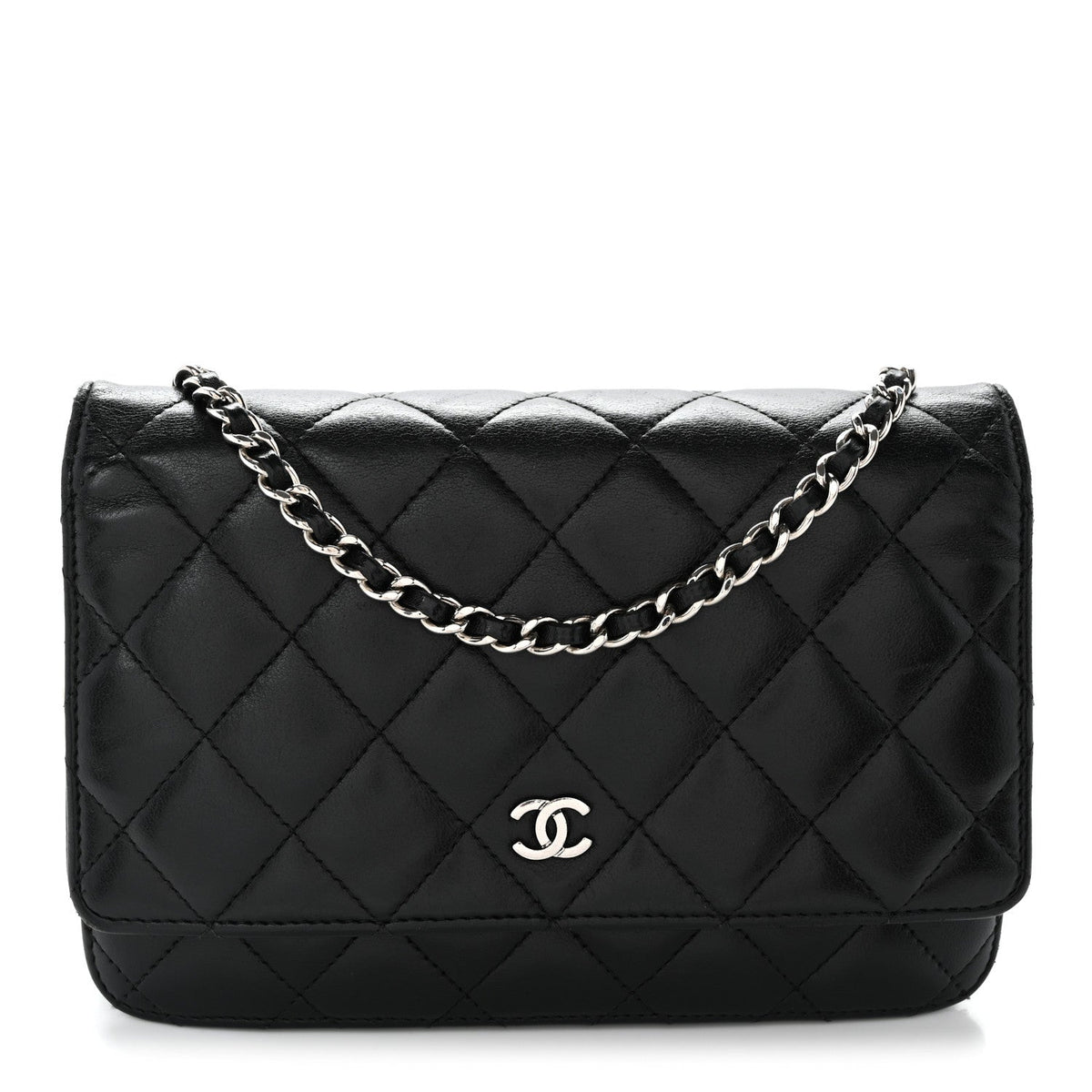 Quilted Lambskin Wallet Bag - Black