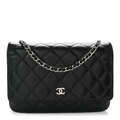 Quilted Lambskin Wallet Bag - Black