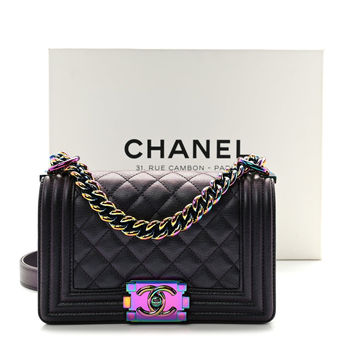 Small Quilted Goatskin Flap Shoulder Bag - Purple