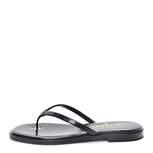 Goatskin CC Times Square Thong Sandals Black