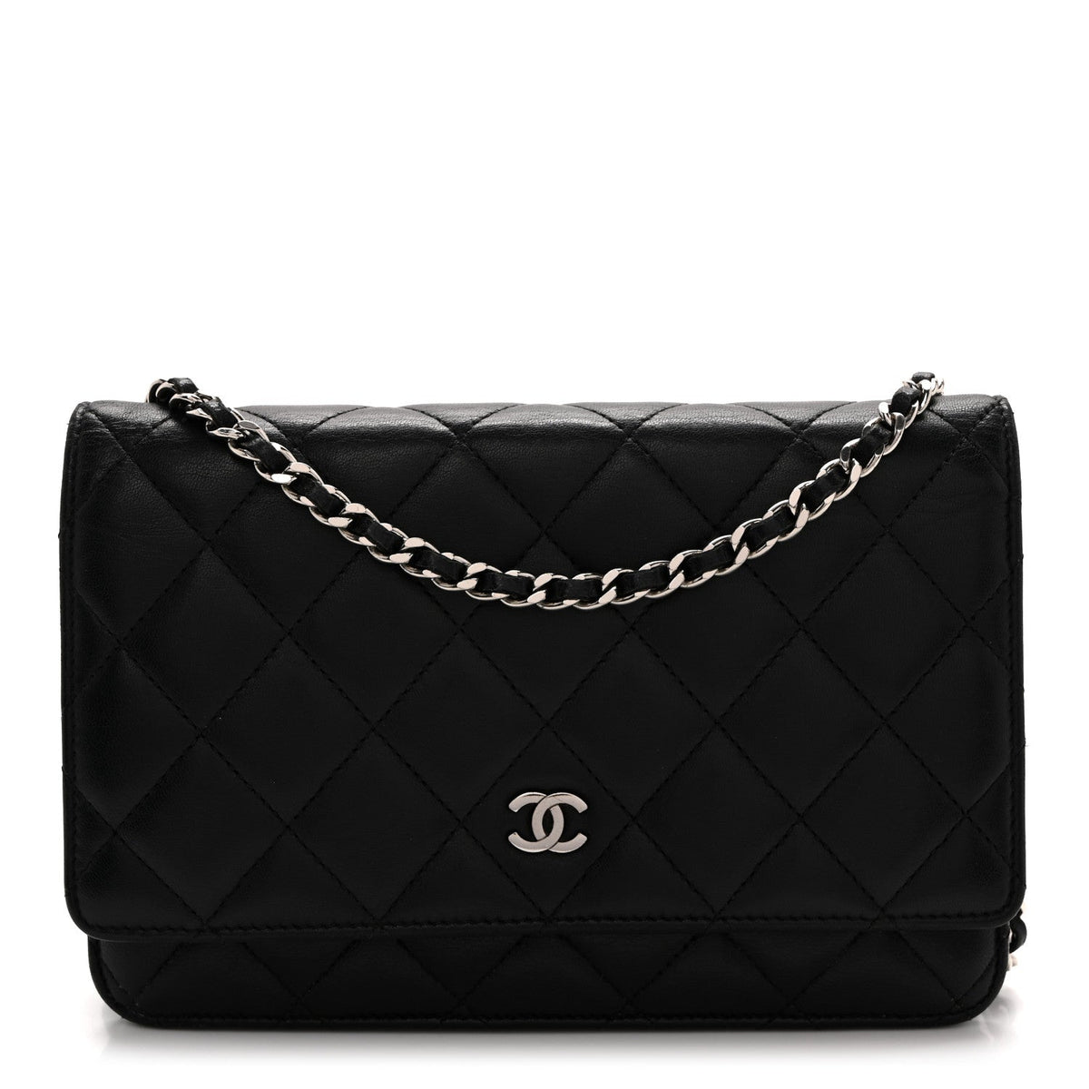 Quilted Lambskin Wallet Bag - Black