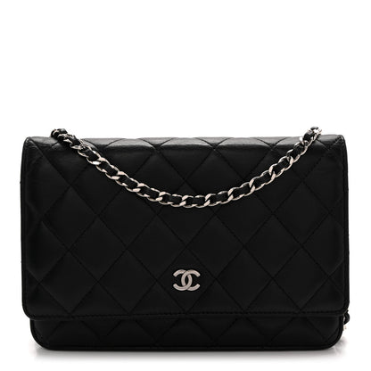 Quilted Lambskin Wallet Bag - Black