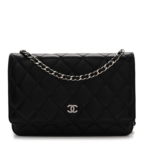 Quilted Lambskin Wallet Bag - Black