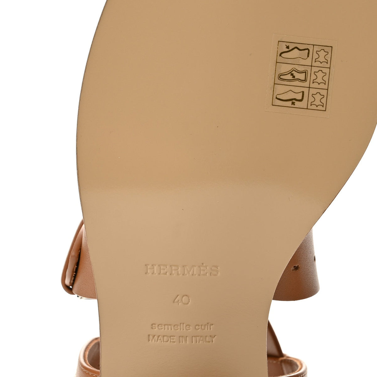 Hermes Calfskin Milly 40 Women's Sandals Naturel