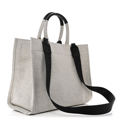 Large Calfskin Canvas Tote Bag - Black