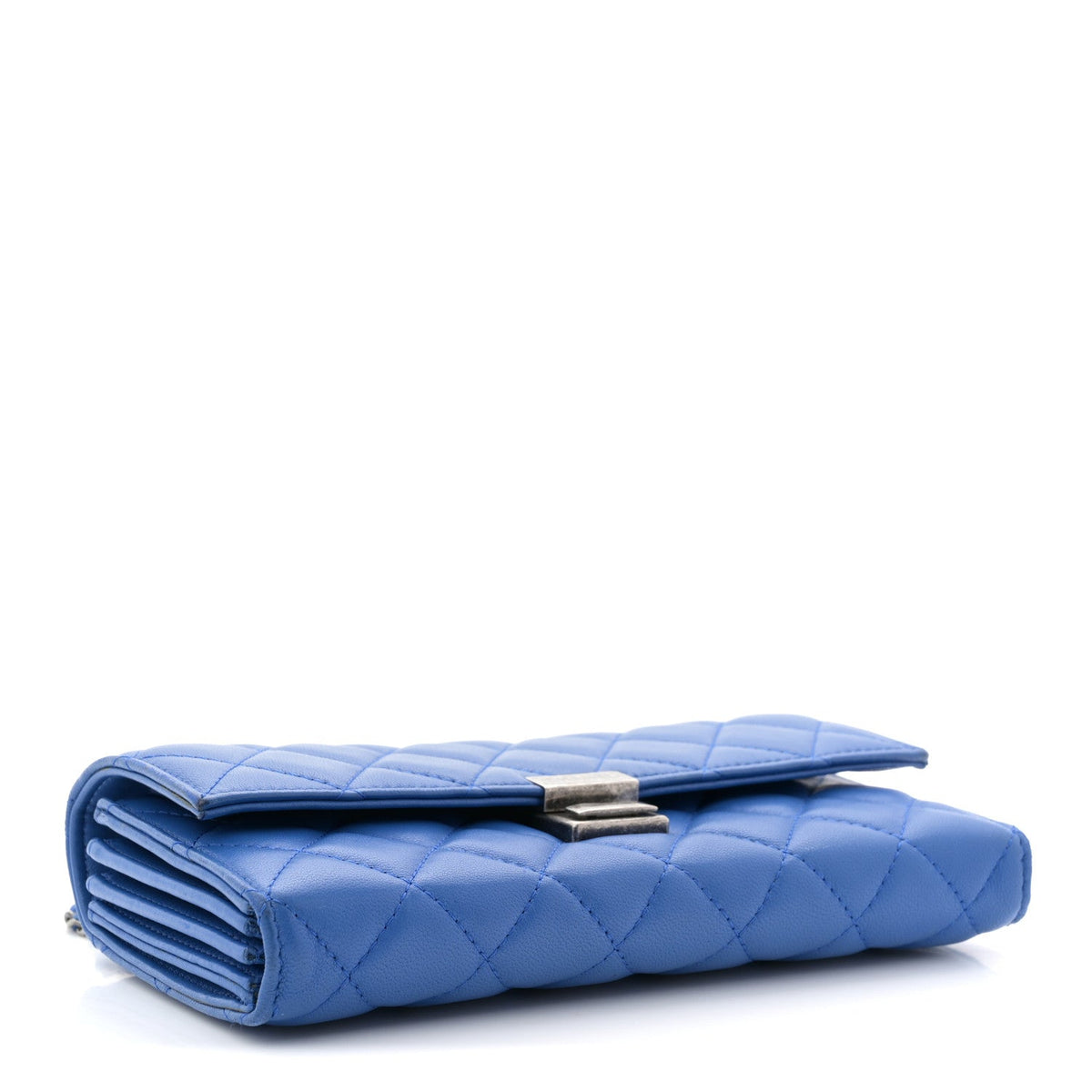 Quilted Lambskin Clutch Bag - Blue