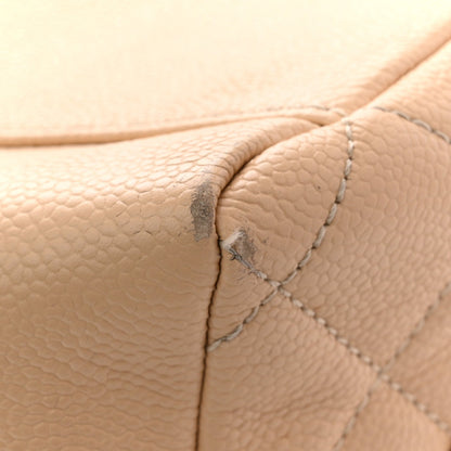 Quilted Caviar Tote Bag - Beige