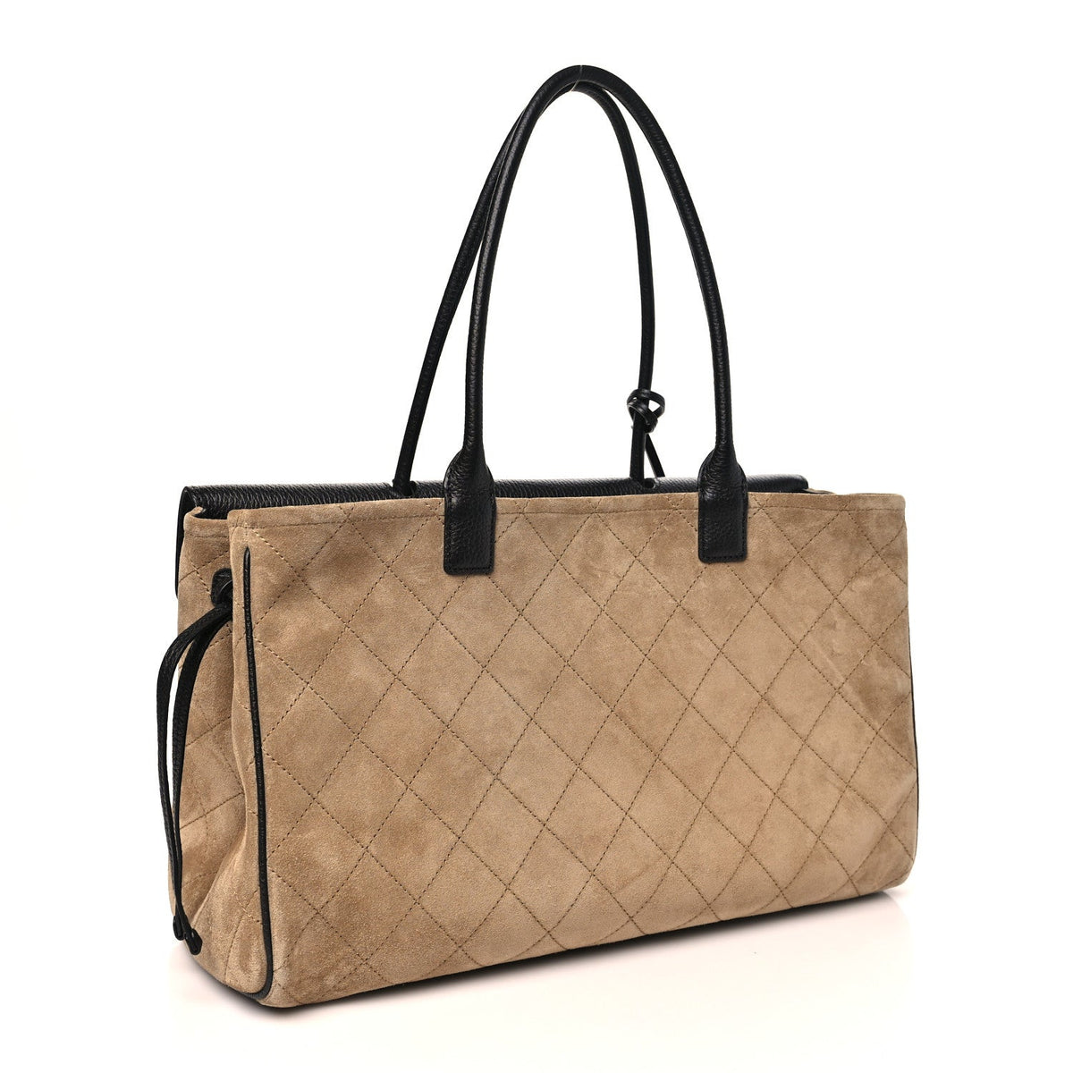 Calfskin Suede Handbag - Beige