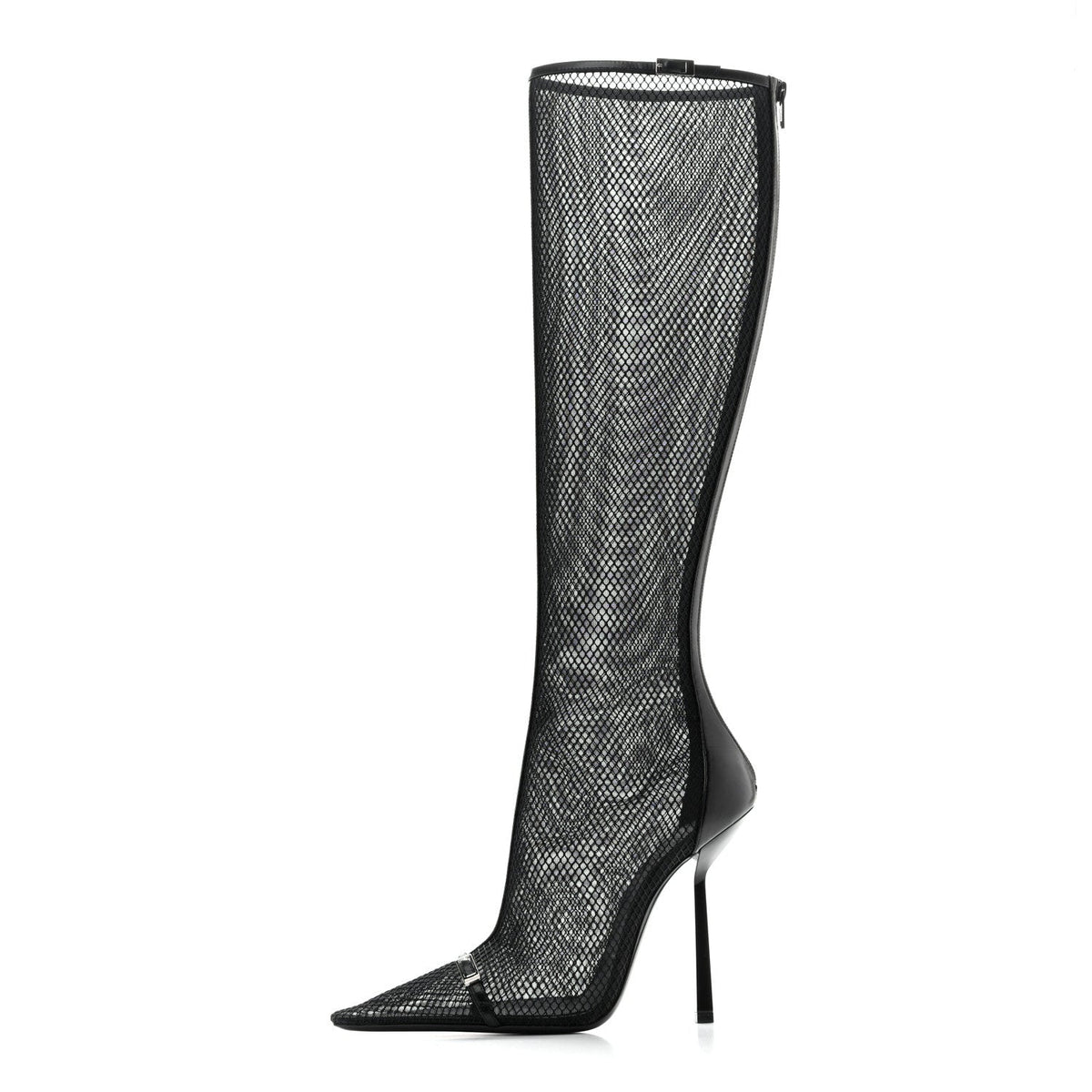 Mesh Oxails Knee High Boots Black