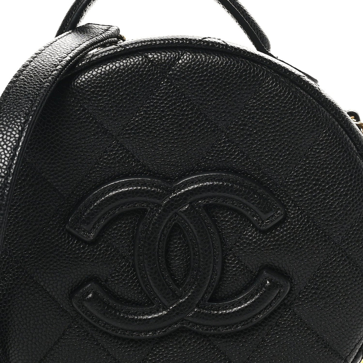 Small Quilted Caviar Handbag - Black