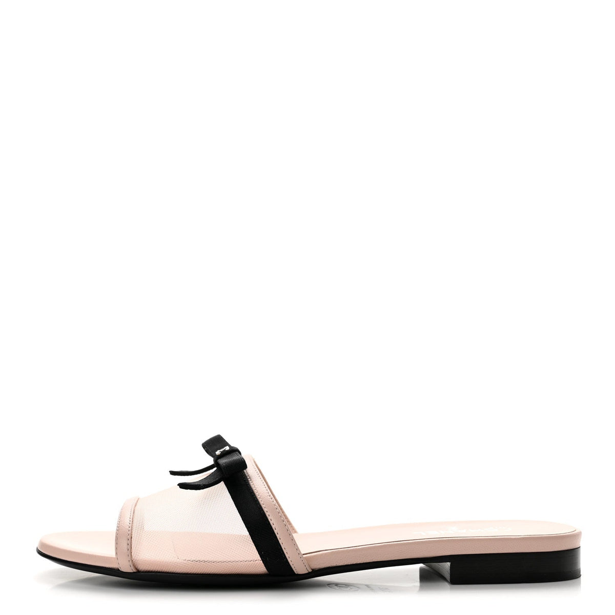 Chanel Mesh Lambskin CC Bow Women's Mules 37.5 Pink