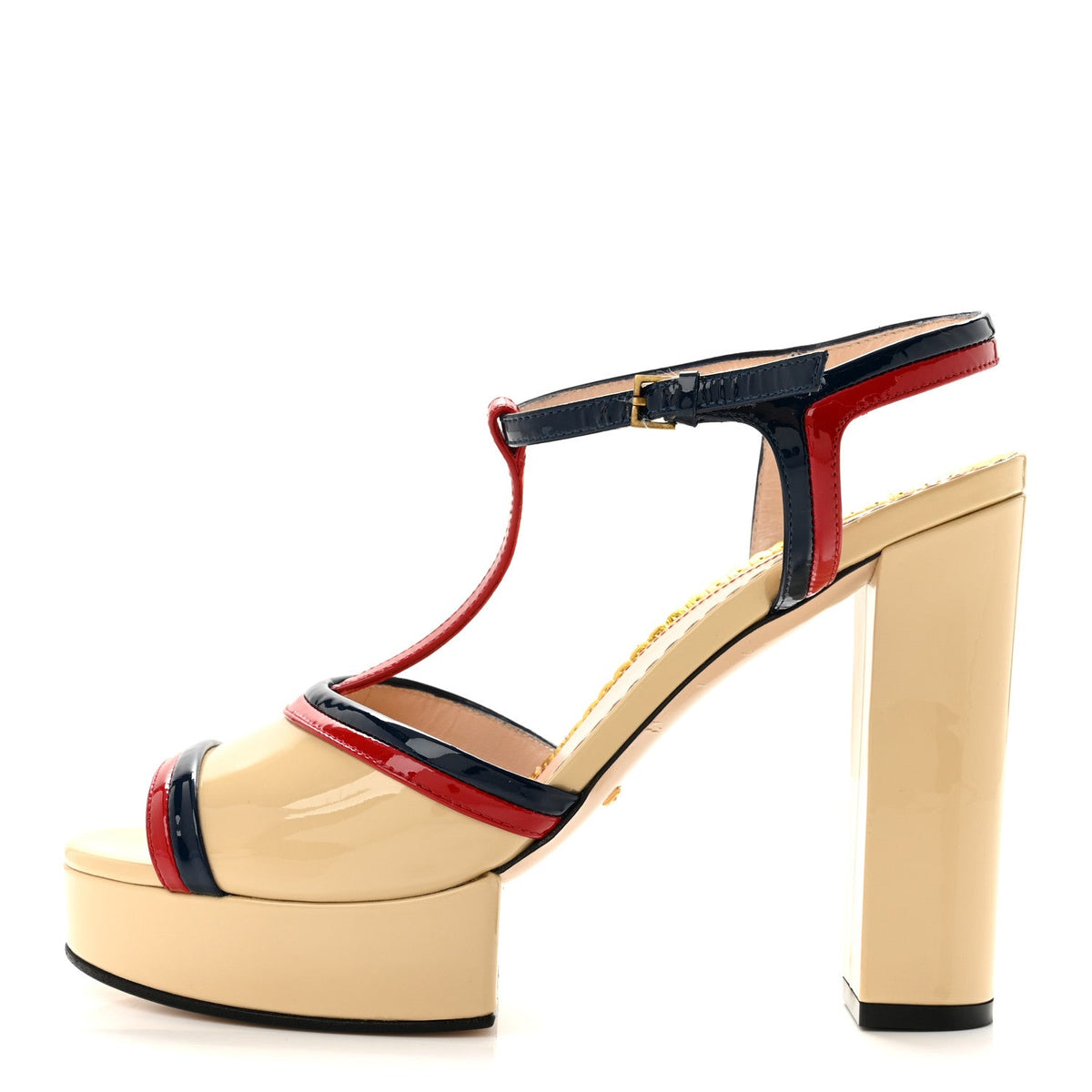 Patent Millie Platform Ankle Strap Sandals Red Blue Agata Sandstorm