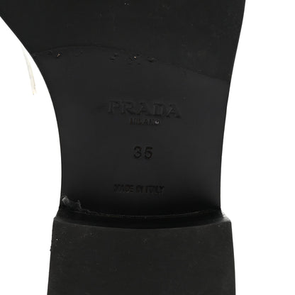 Prada Spazzolato Women's Triangle Logo 20mm Loafers 35 White