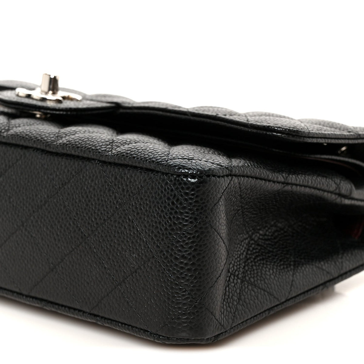 Medium Quilted Caviar Flap Shoulder Bag - Black