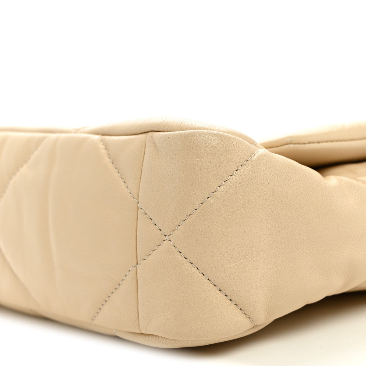 Medium Quilted Lambskin Flap Shoulder Bag - Beige