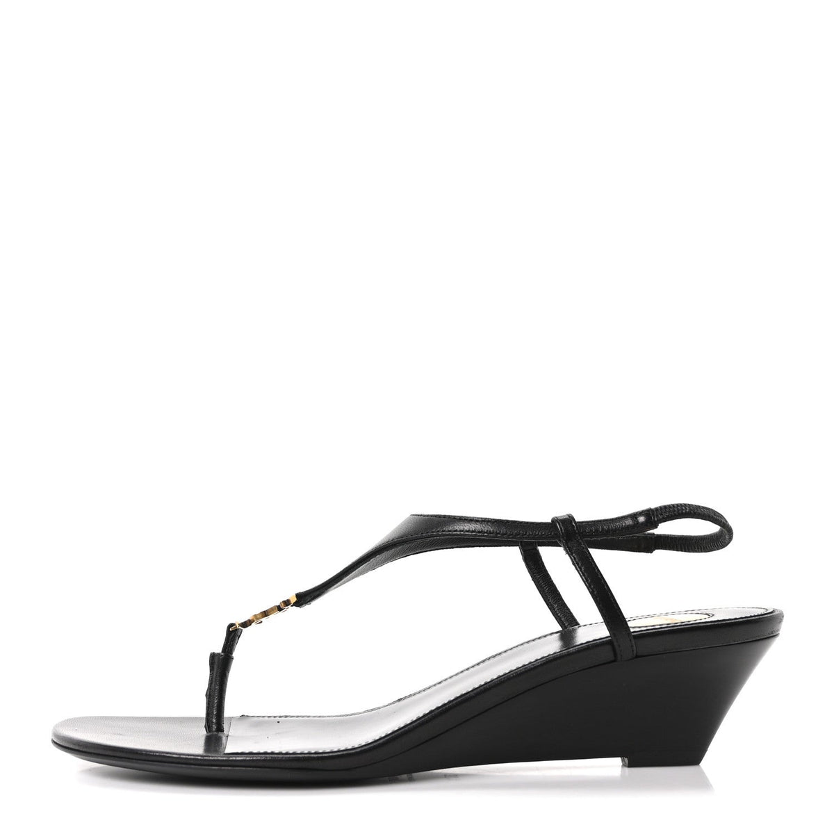Nappa Cassandra Monogram Bridget Wedge Sandals Black