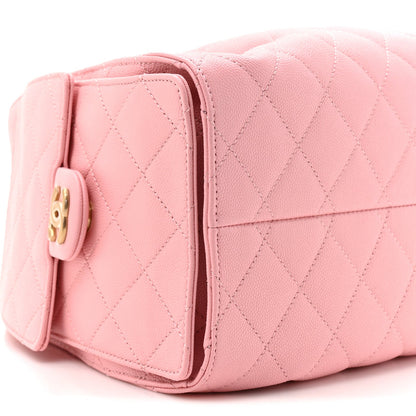 Small Quilted Caviar Handbag - Pink