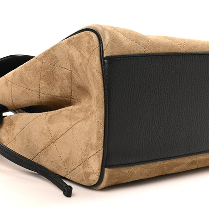 Calfskin Suede Handbag - Beige