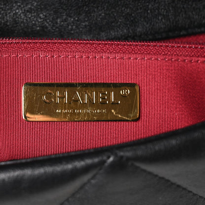 Large Quilted Goatskin Flap Shoulder Bag - Black