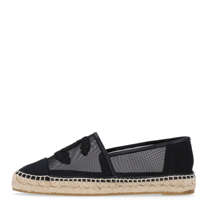 Chanel Mesh Grosgrain Women's CC Espadrilles 40 Black