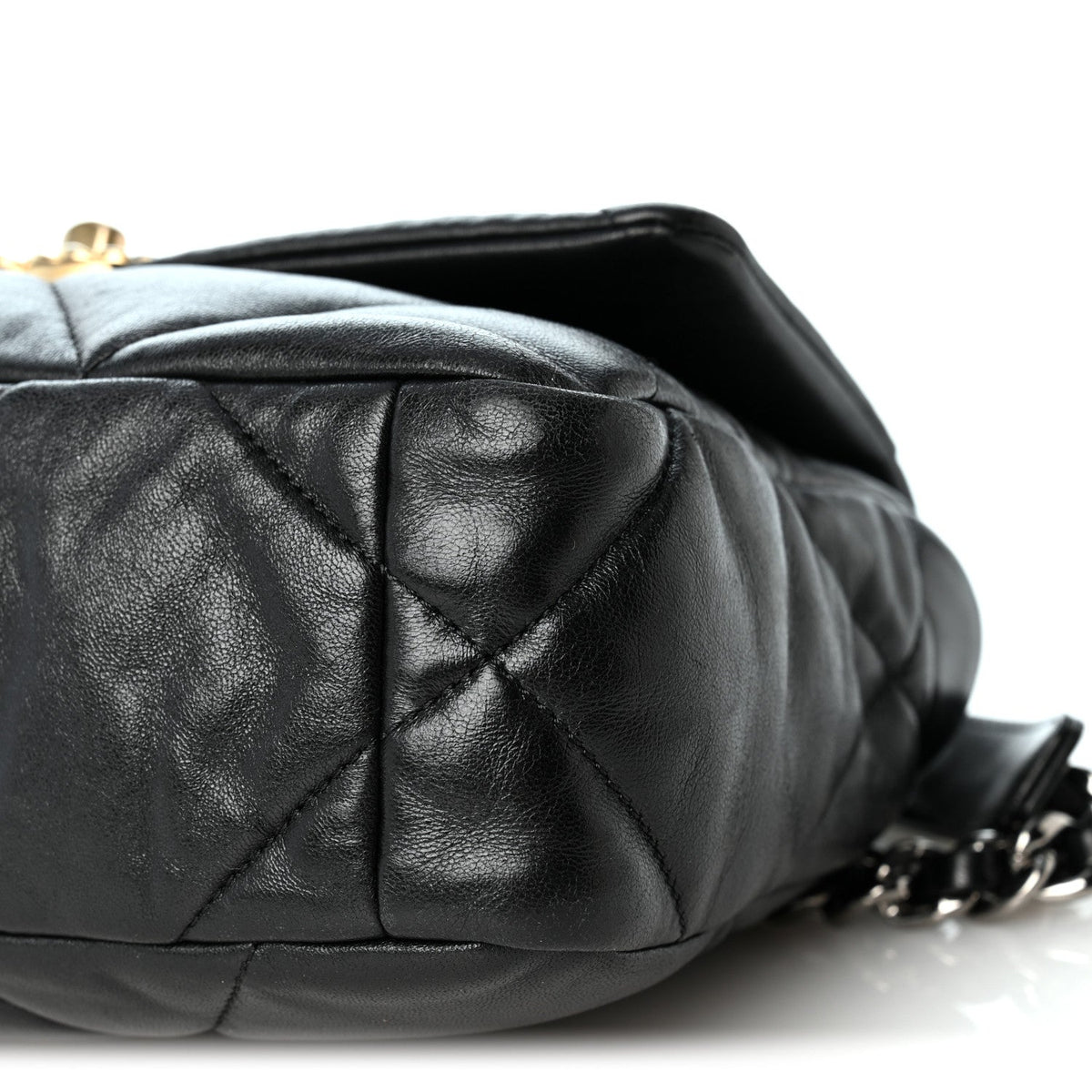 Medium Quilted Lambskin Flap Shoulder Bag - Black