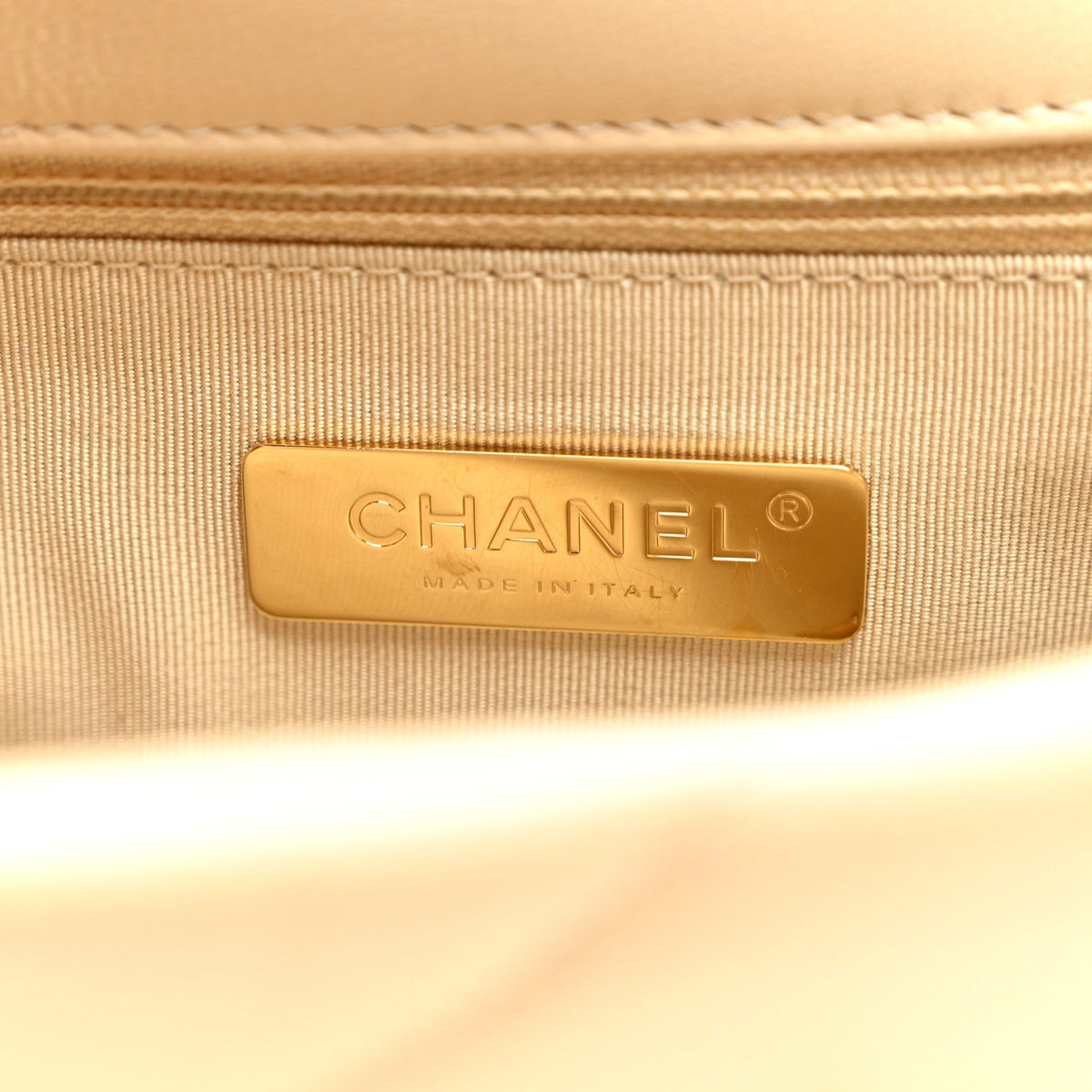 Medium Quilted Lambskin Flap Shoulder Bag - Beige