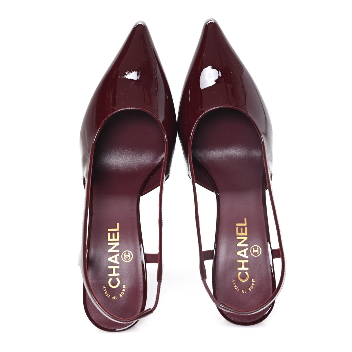 Chanel Patent Calfskin CC Cutout Women's Pumps 40 Dark Burgundy