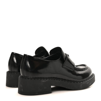 Prada Spazzolato Women's Triangle Logo 50mm Loafers 40 Black
