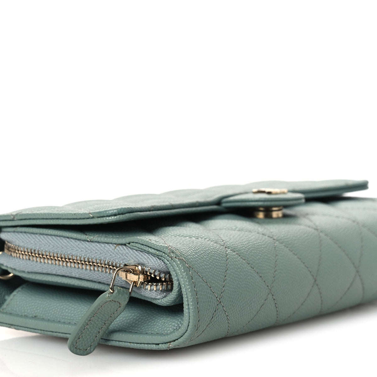 Quilted Caviar Wallet Bag - Light Blue