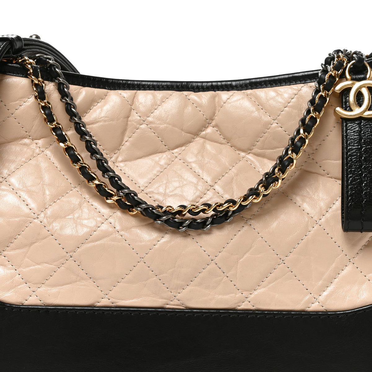 Medium Quilted Calfskin Hobo Bag - Beige