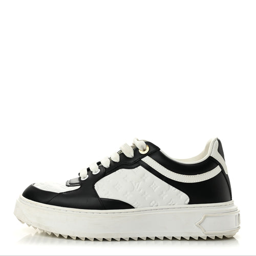 Monogram Embossed Calfskin Time Out Sneakers White Black