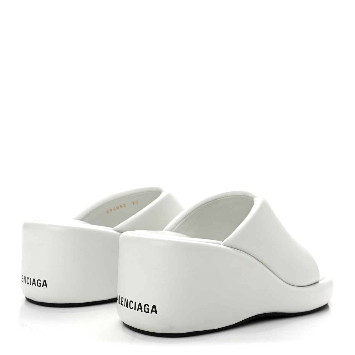 Balenciaga Smooth Nappa Logo Rise 7.6cm Women's Wedge Sandals White