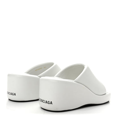 Balenciaga Smooth Nappa Logo Rise 7.6cm Women's Wedge Sandals White