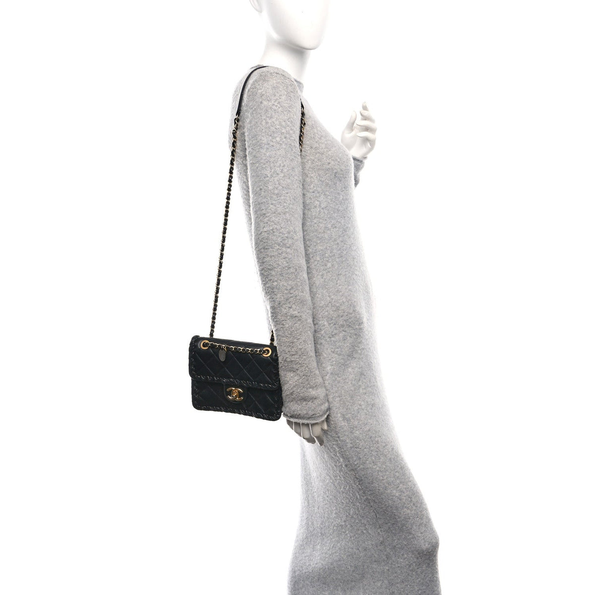 Mini Calfskin Flap Shoulder Bag - Black