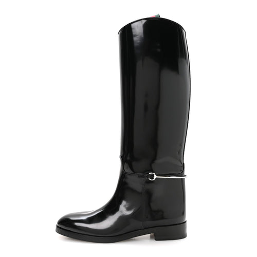 Brushed Calfskin Michelangelo Slim Horsebit Riding Boots Luscious Gree