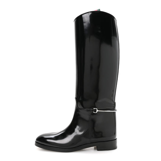 Brushed Calfskin Michelangelo Slim Horsebit Riding Boots Luscious Gree