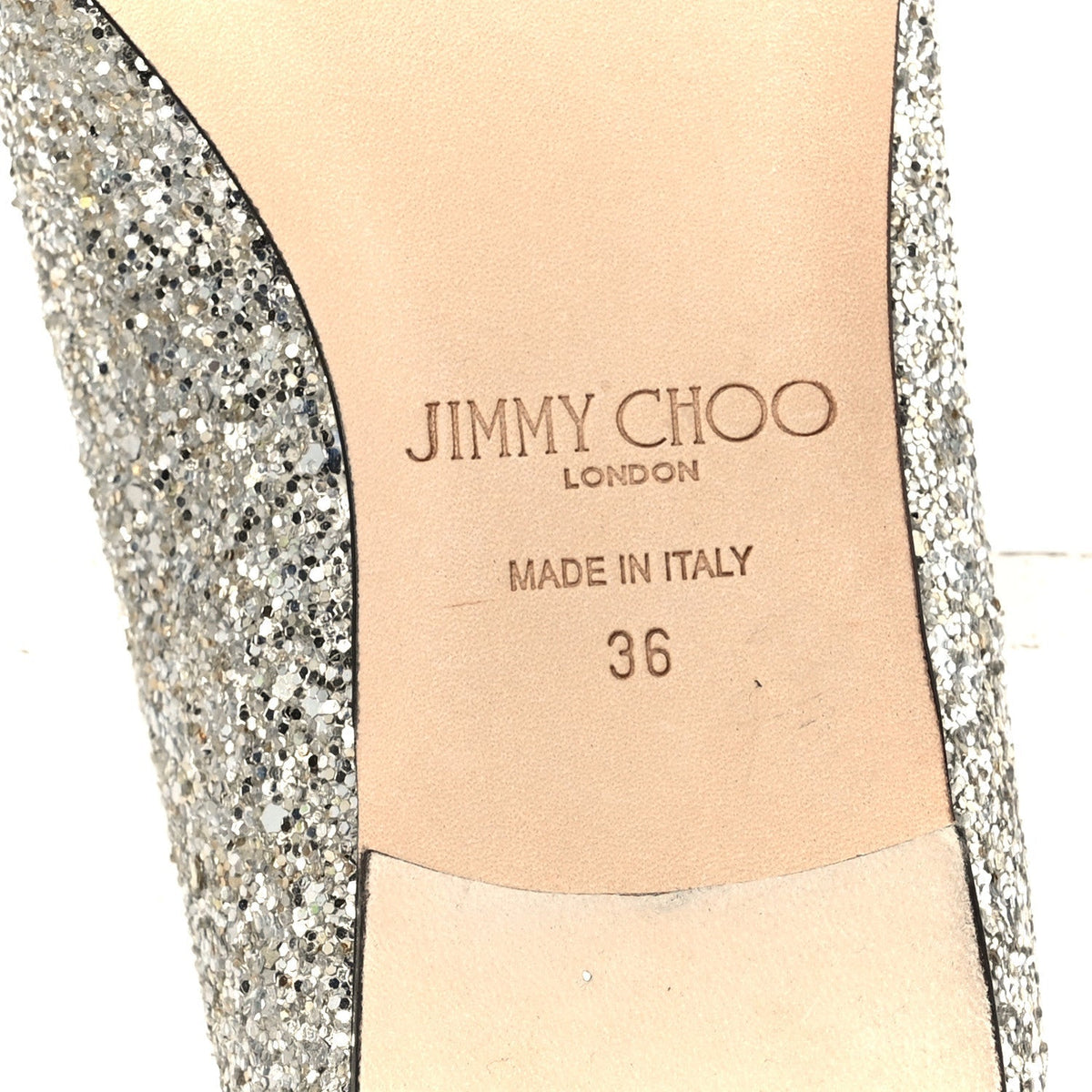 Jimmy Choo Glitter Mesh Women's Love Flats 36 Silver Sparks