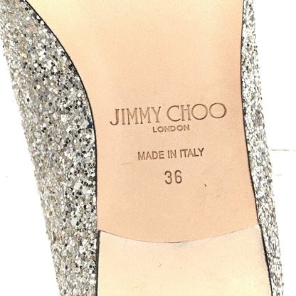 Jimmy Choo Glitter Mesh Women's Love Flats 36 Silver Sparks