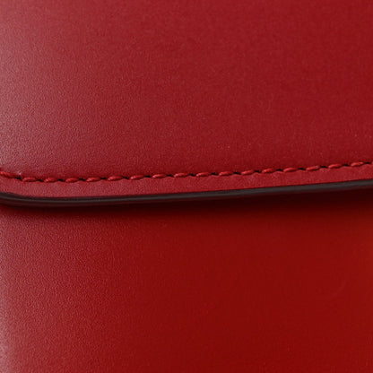 Small Calfskin Flap Shoulder Bag - Red